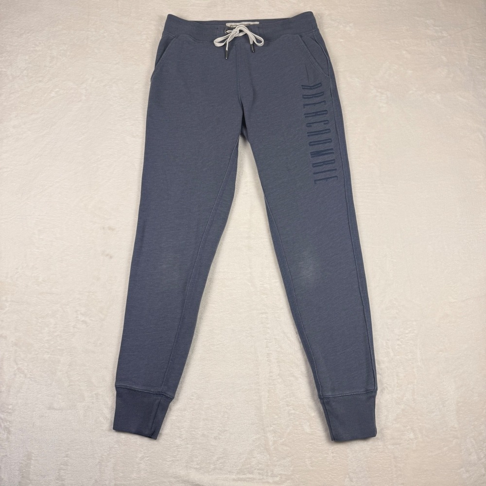 Abercrombie & Fitch Jogger‎ Sweatpants Women XS Blue Drawstring Logo Spell Out